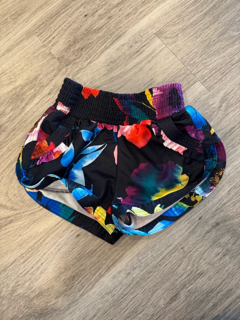 Girls' Black Multicolor Floral Active Shorts